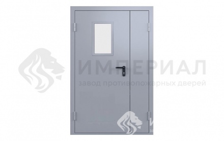 Дверь противопожарная металлическая тип ДПМ-2 двупольная с остеклением EIW-60